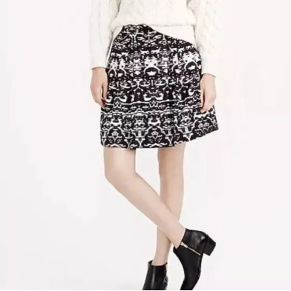 J.crew Jacquard mini skirt mid rise black size 4 - Picture 1 of 3